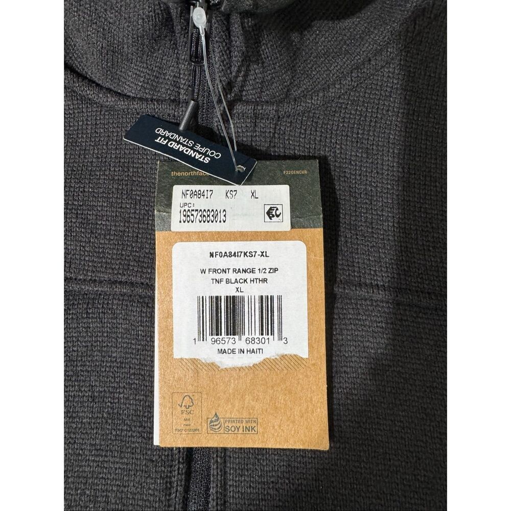 The North Face Front Range Lightweight 1/2 Zip Pullover Fleece Black Heather XL - Picture 4 of 4